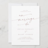 Boho chique blush roze QR-code Franse bruiloft Kaart (Voorkant)