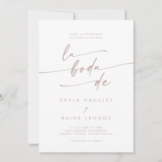 Boho chique blush roze QR-code Spaanse bruiloft Kaart (Voorkant)