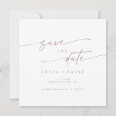 Boho chique blush roze vierkant foto terug save the date (Voorkant)
