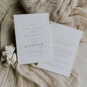 Boho Chique Blush Roze Voor- en Achterbruiloft Kaart