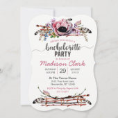 Boho chique blush roze vrijgezellenfeest uitnodigi kaart (Voorkant)