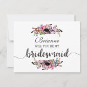 Boho chique blush roze zal je mijn bruidsmeisje zi kaart (Voorkant)