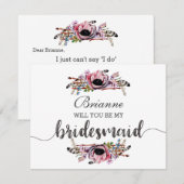 Boho chique blush roze zal je mijn bruidsmeisje zi kaart (Voorkant / Achterkant)