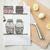 Boho chique boerderij decor koraal roze groen theedoek (Quarter Fold)