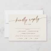 Boho Chique Bohemian Cream Menu Keuze RSVP-kaart (Voorkant)