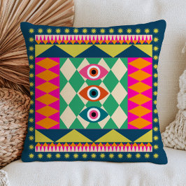 Boho-chique boze ogen abstract maximalistisch kleu kussen