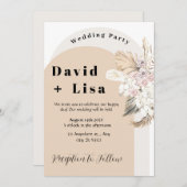 Boho chique bruiloft met pampasgras en roze rozen kaart (Voorkant / Achterkant)