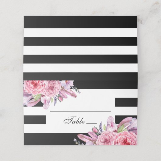 Boho chique bruiloft. Tuinbloemen. Moderne bloemen Plaatskaartje (Buitenkant ongevouwen)