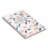 Boho Chique Custom Naam Roze Bloem Patroon Notitieboek (Rechterzijde)