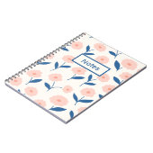 Boho Chique Custom Naam Roze Bloem Patroon Notitieboek (Linkerzijde)