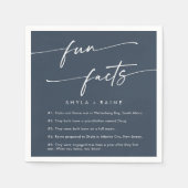 Boho chique donker marineblauw bruiloft leuk feit servet (Voorkant)