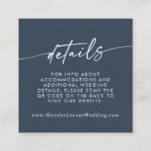 Boho chique donker marineblauw bruiloft QR-code De Informatiekaartje (Voorkant)
