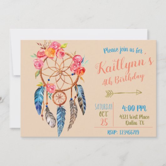 Boho chique dromenvanger verjaardag kaart (Voorkant)