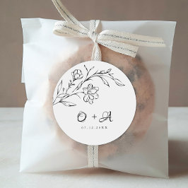 Boho chique elegante bruiloft monogram envelop afd ronde sticker