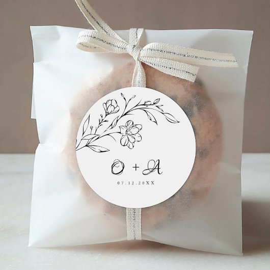 Boho chique elegante bruiloft monogram envelop afd ronde sticker