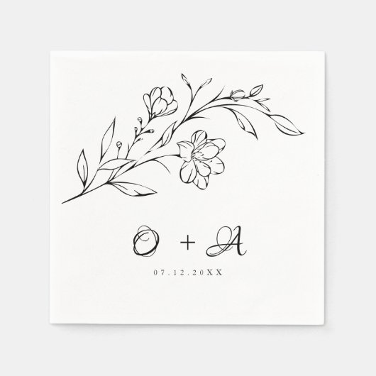 Boho chique elegante paar monogram bruiloft servet (Voorkant)