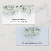 Boho chique elegante stoffige blauwe waterverf blo visitekaartje (Voorkant / Achterkant)