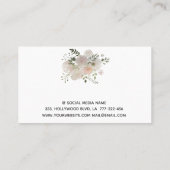 Boho chique elegante zachtroze waterverf bloemen visitekaartje (Achterkant)