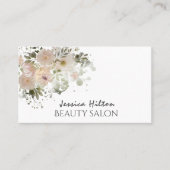 Boho chique elegante zachtroze waterverf bloemen visitekaartje (Voorkant)