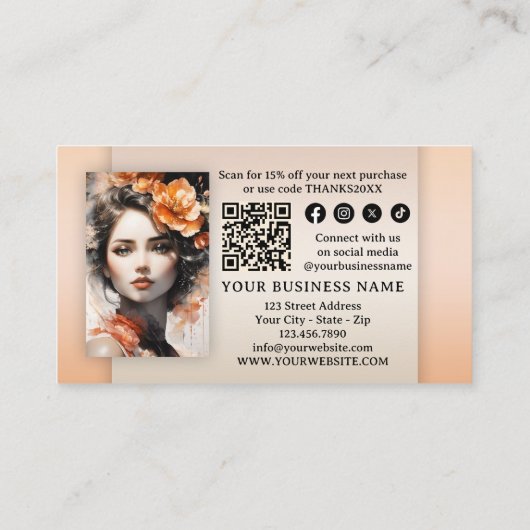 Boho chique foto dank u voor uw bestelling visitekaartje (Achterkant)