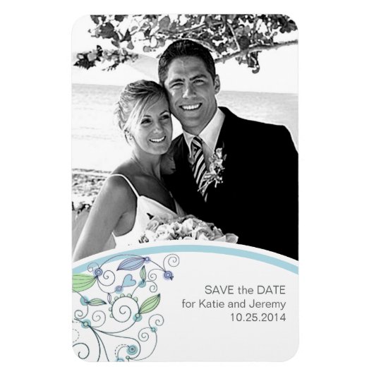 BOHO Chique Foto Save the Date Blue Budget Magneet (Verticaal)