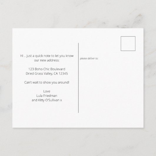 Boho Chique Gedroogde Palm en Pampas Grass Bewegen Aankondigingskaart (Achterkant)