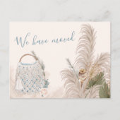 Boho Chique Gedroogde Palm en Pampas Grass Bewegen Aankondigingskaart (Voorkant)