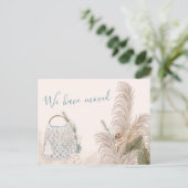 Boho Chique Gedroogde Palm en Pampas Grass Bewegen Aankondigingskaart (Staand voorkant)