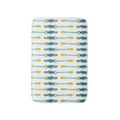 Boho Chique Geel Blauw Pijlen Badmat (Voorkant Verticaal)