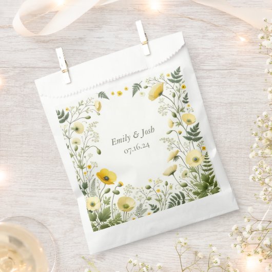 Boho Chique Geel en Olive Wildflower Bedankzakje (Geknipt)