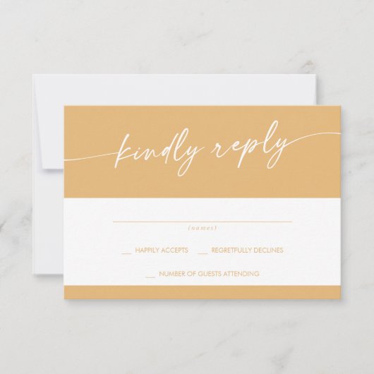 Boho chique geel goudsbloem eenvoudige bruiloft RSVP kaartje (Voorkant)