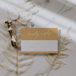 Boho chique geel goudsbloem eenvoudige bruiloft RSVP kaartje