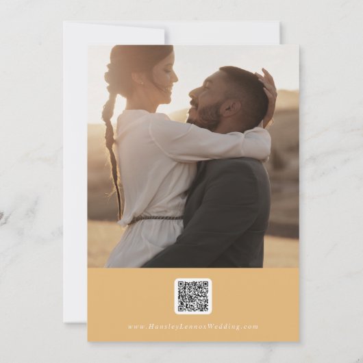 Boho chique geel goudsbloem multi foto QR code Save The Date (Achterkant)