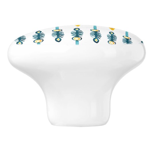 Boho chique gele blauwe pijlen knop (Zijkant)