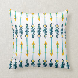 Boho chique gele blauwe pijlen kussen