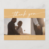 Boho chique gele goudsbloem bruiloft foto dank u briefkaart (Voorkant)