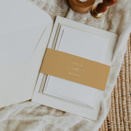 Boho chique gele goudsbloem bruiloft uitnodigingen wikkel