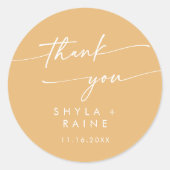 Boho chique gele goudsbloem dank u bruiloft gunst ronde sticker (Voorkant)