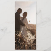 Boho chique gele goudsbloem foto bruiloft menu (Achterkant)