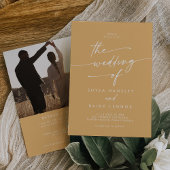 Boho chique gele goudsbloem foto QR code bruiloft Kaart