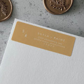 Boho chique gele goudsbloem monogram Adresetikette Etiket