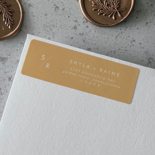 Boho chique gele goudsbloem monogram Adresetikette Etiket