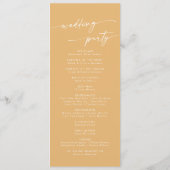 Boho chique gele goudsbloem thee lengte bruiloft programmakaart (Achterkant)