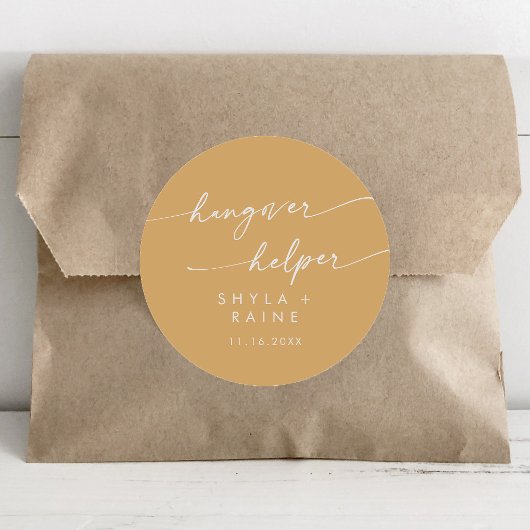 Boho Chique Gele Marigold Hangover Helper Favor Ronde Sticker