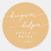 Boho Chique Gele Marigold Hangover Helper Favor Ronde Sticker (Voorkant)