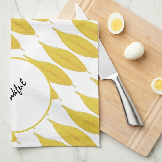 Boho chique gele val laat Waterverf Theedoek (Quarter Fold)