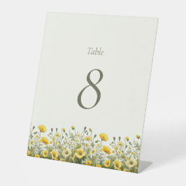 Boho chique gele Wildflower tafelnummer teken Reclamebord Met Voetstuk