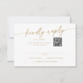 Boho Chique Gold en White Mail In en QR Code RSVP Kaartje (Voorkant)