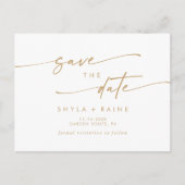 Boho Chique Goud en Wit Bruiloft Save the Date Uitnodiging Briefkaart (Voorkant)