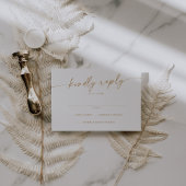 Boho Chique Goud en Wit Eenvoudige Bruiloft RSVP Kaartje